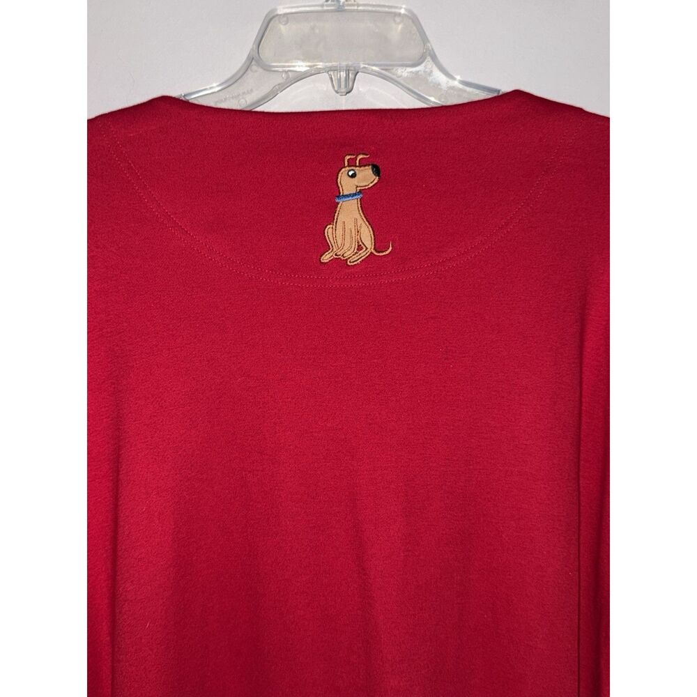 Vtg Bechamel Embroidered Dog Novelty Top Button Sweater Shirt Cardigan Red 2X - Picture 7 of 13